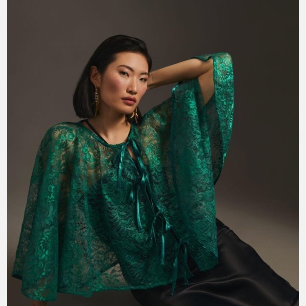 Maeve by Anthropologie Embellished Lace Cape